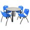 Kee Kee Round Table & Chair Set, Wood, Metal, Plastic Top, Maple TB48RNDPLBPBK47BE - alternate 1